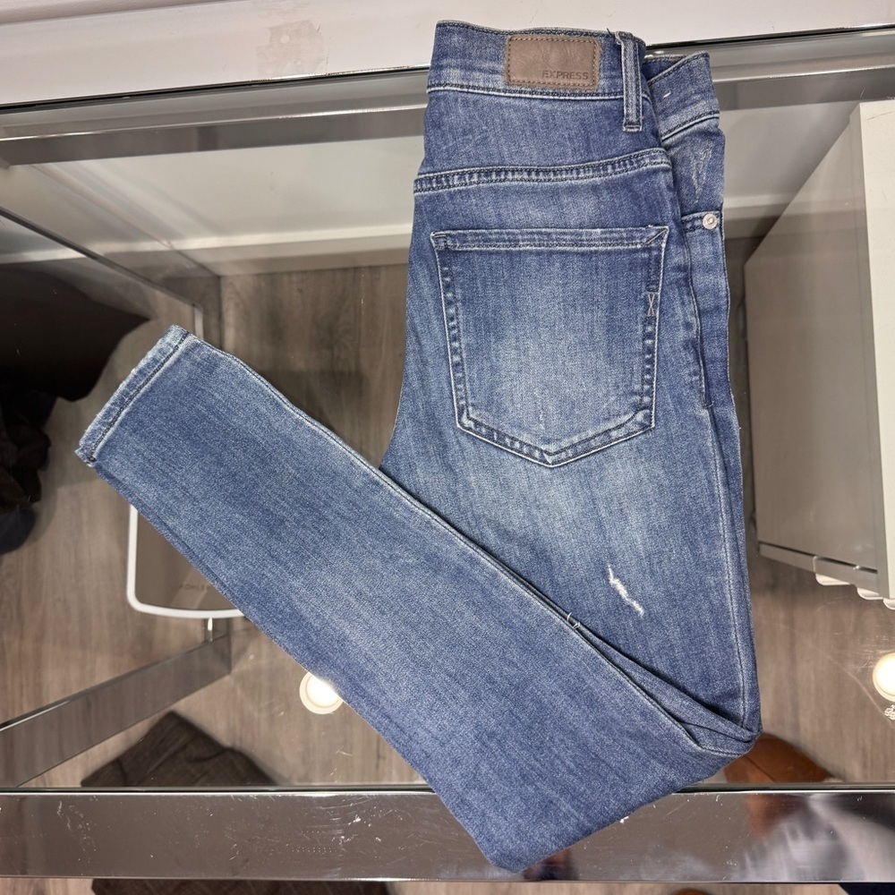 Express Stretch Performance Ankle Distressed Blue… - image 2